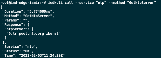 iedkcli GetNtpServer Output