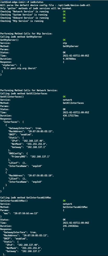 iedkstatus getMethods Output