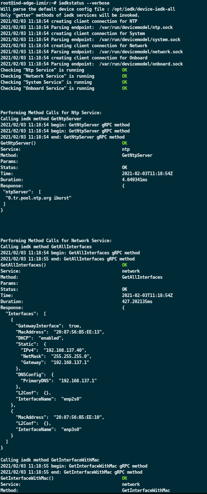iedkstatus --verbose Output