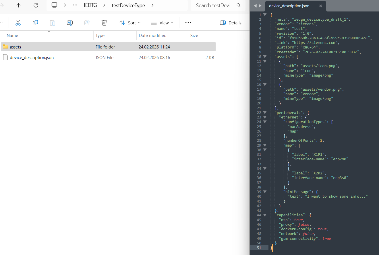IEDTG descriptionJson content