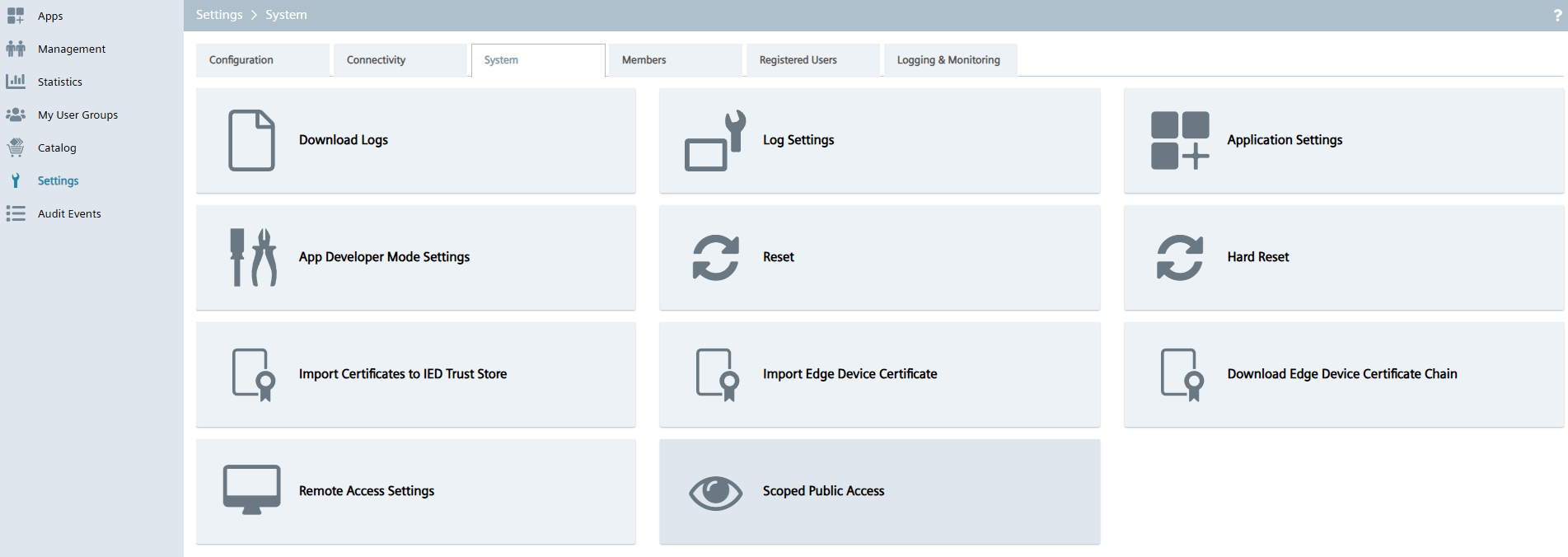 Navigate to System > Settings