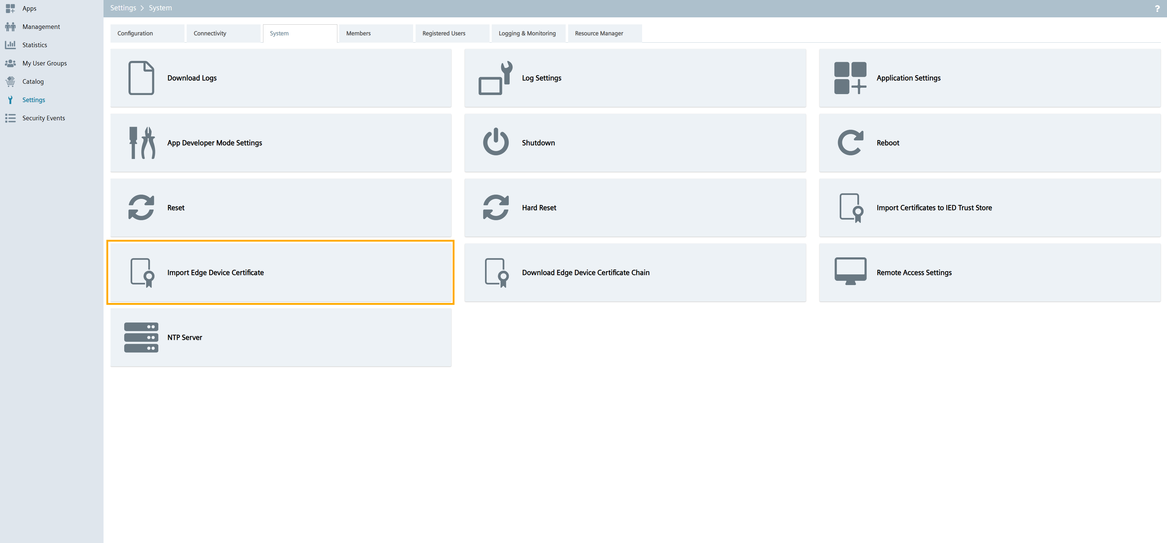 Import Edge Device Certificate