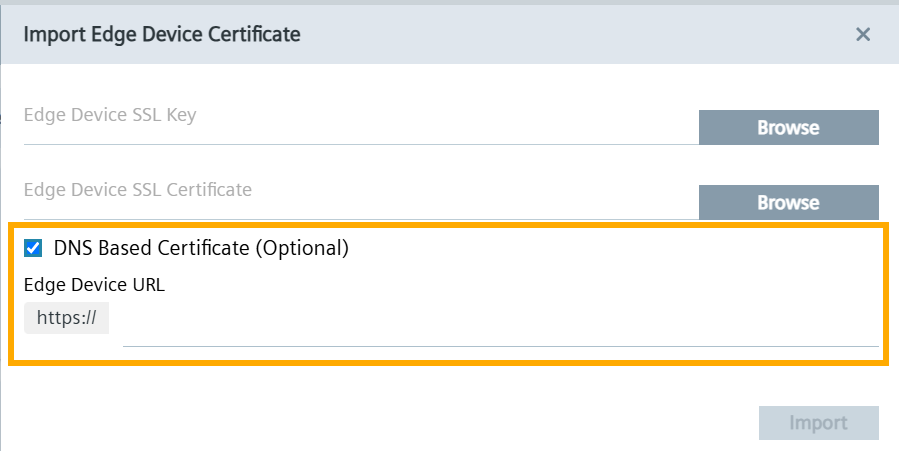 Import Edge Device Certificate - Provide DNS Name
