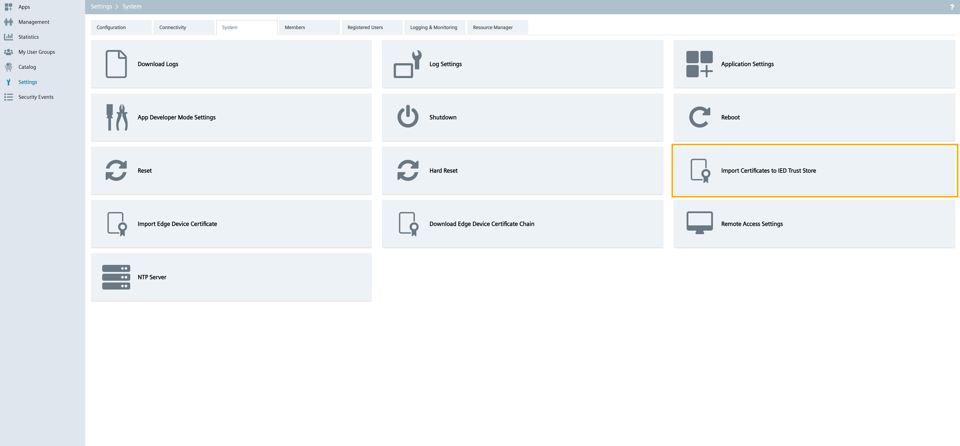 Import Certificates to IED Trust Store