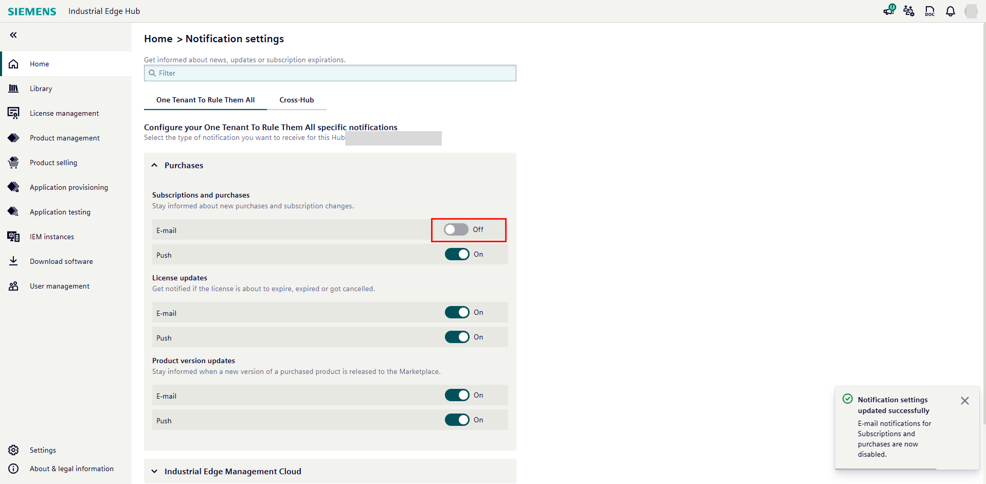 notification settings