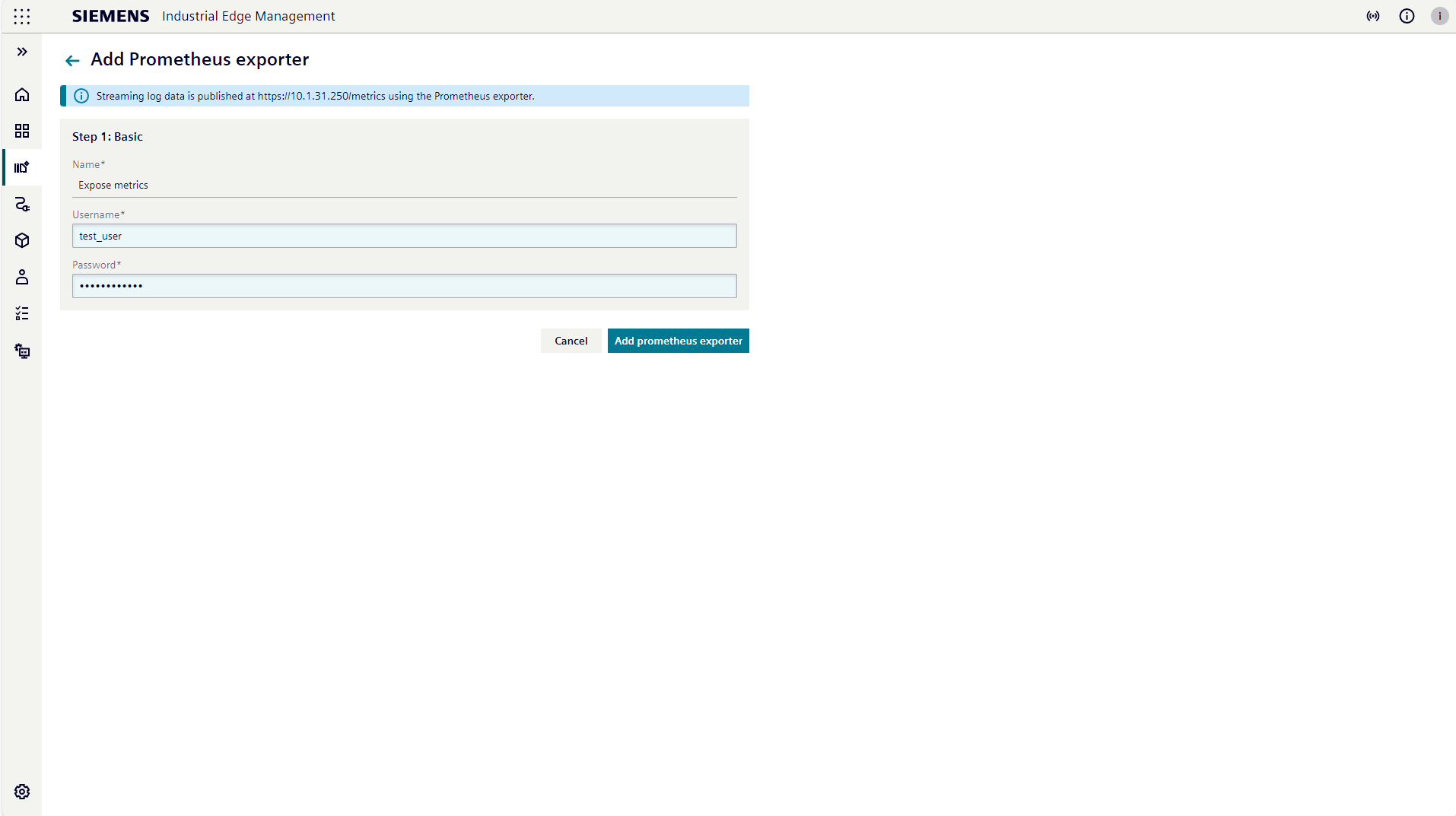 prometheus exporter configuration