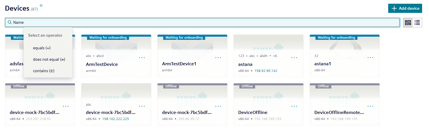 faceted search operands