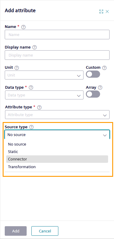 Under "Source type", select Connector.