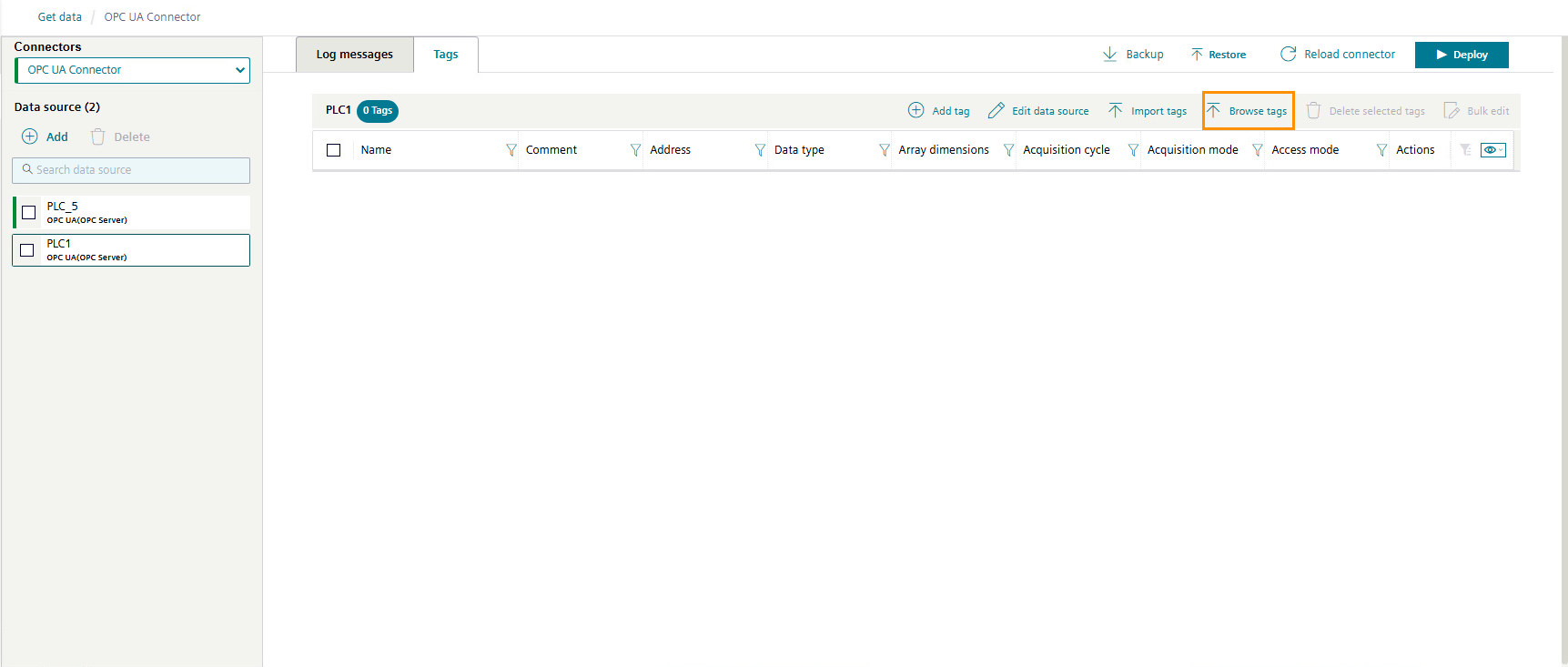 Click "Browse tags".