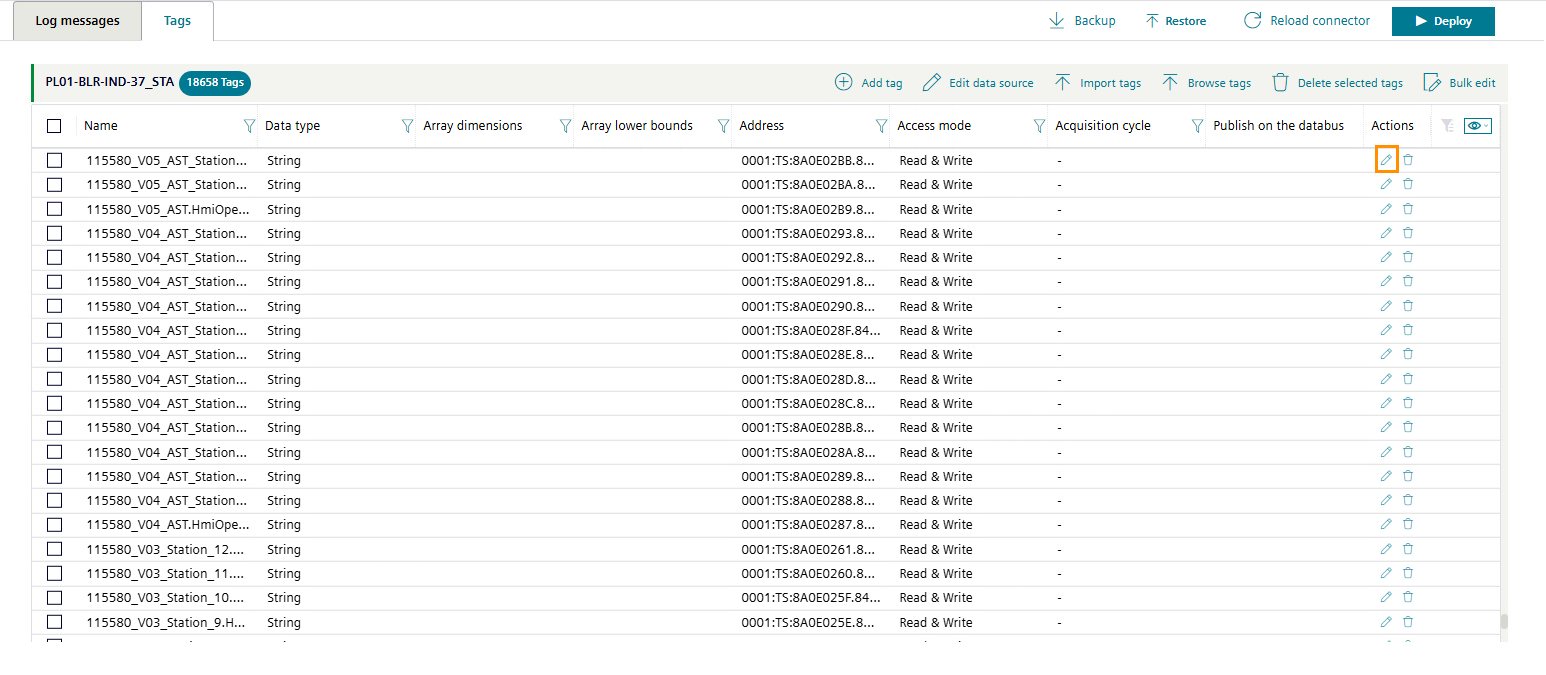 Click on the pencil icon in the column "Actions" of a tag.