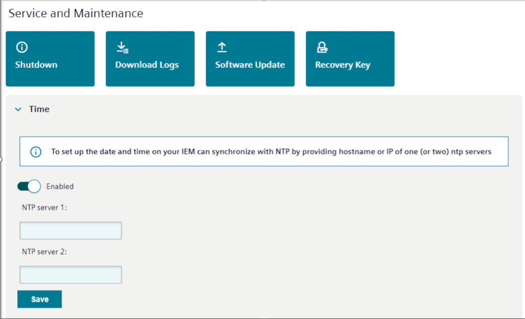 IEMV as Ntp Client configuration