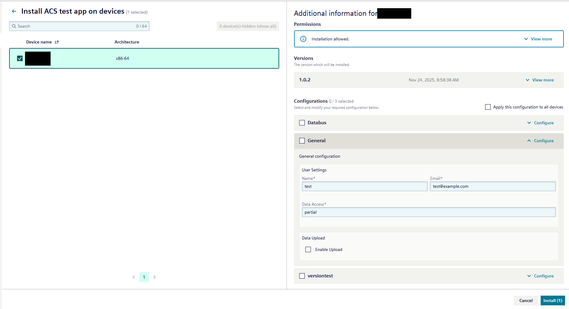 New Application Configuration View